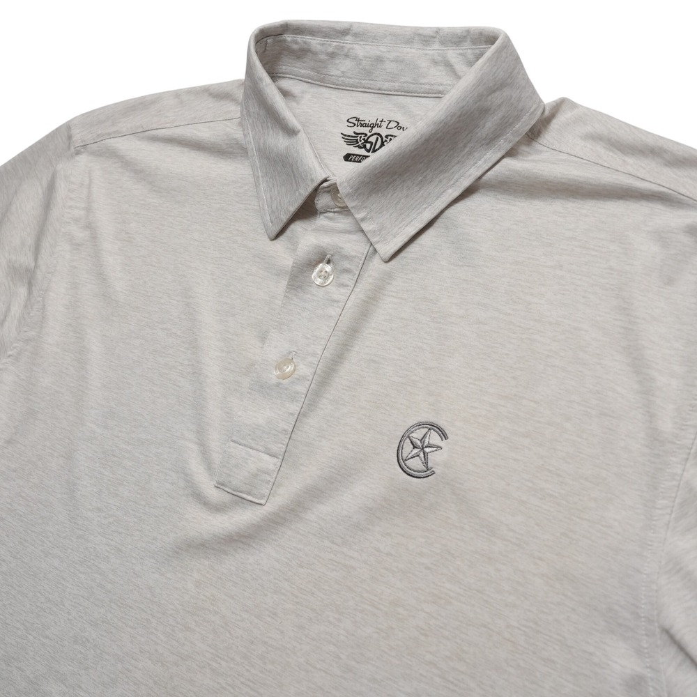 Straight Down Mens L Gray Heather Polo Shirt Performance Golf Stretch